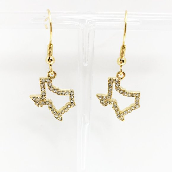 State of Texas Rhinestone Dangle Earrings - Picture 3 of 3